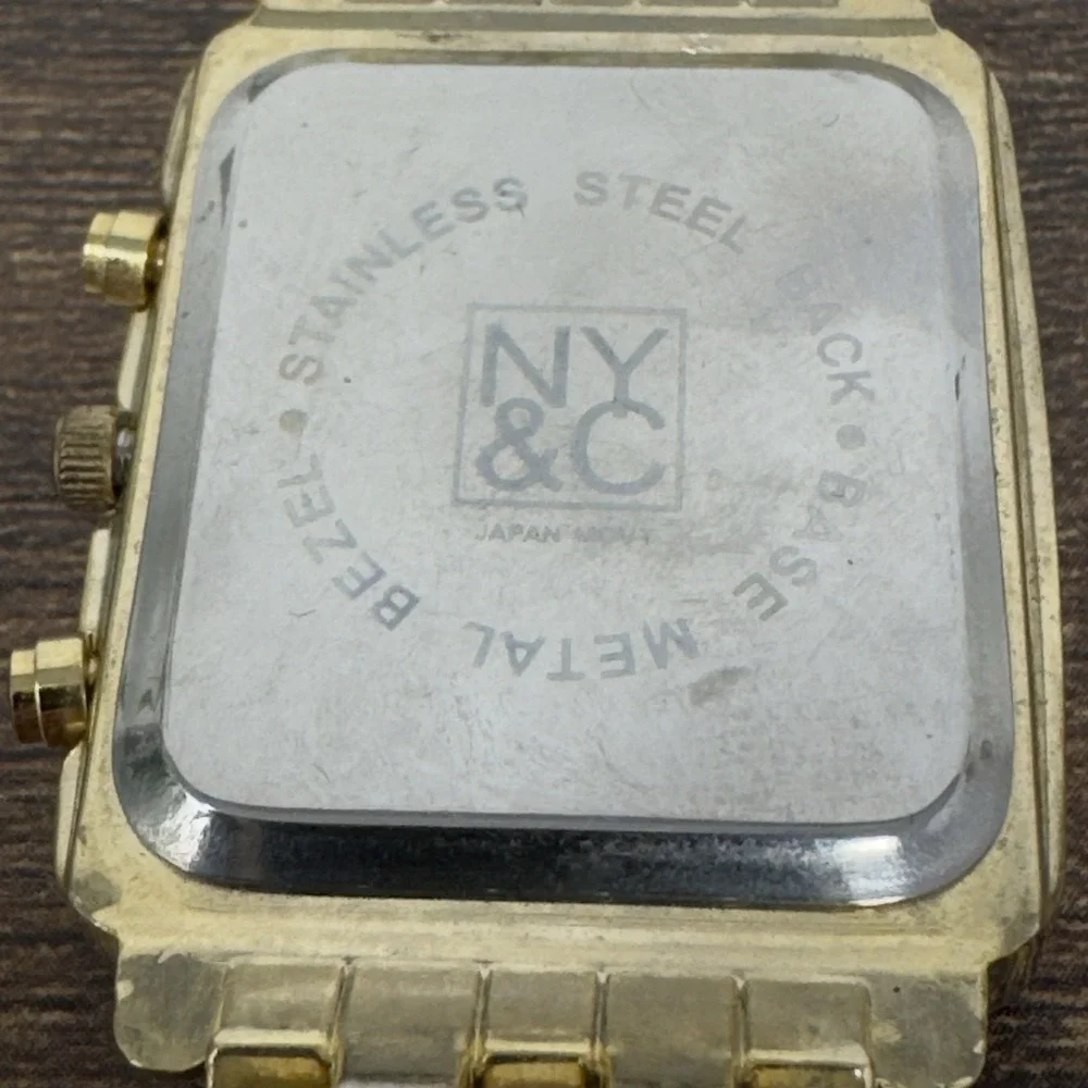 NY&C Women's Paved Tank Gold Tone Watch New Battery Works‎ Great
